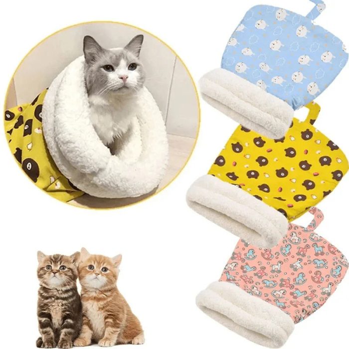 Soft Fluffy Cat Sleeping Bag – Thickened Quilt Bed for Kittens & Small Pets - Image 1